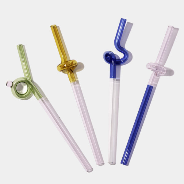 Colorful Glass Straw Set of 4
