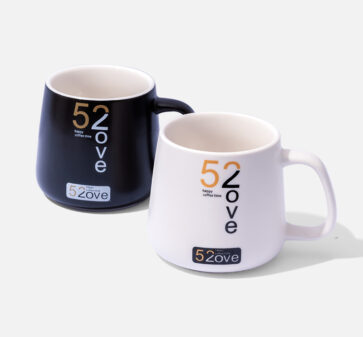 520 Love Ceramic Mug – Black and White Matching Coffee Cup Set