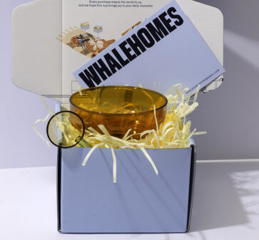 Amber Glass Dessert Bowl + Glass Spoon Set