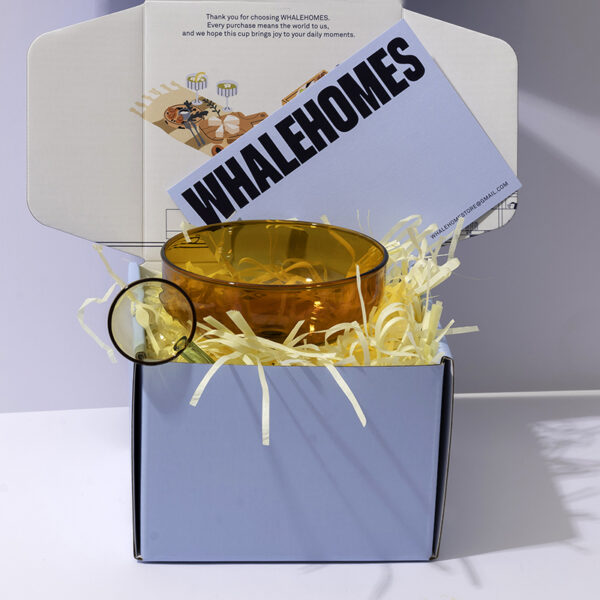 Amber Glass Dessert Bowl + Glass Spoon Set