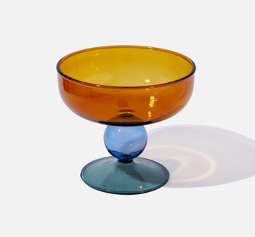 Amber Glass Dessert Bowl + Glass Spoon Set