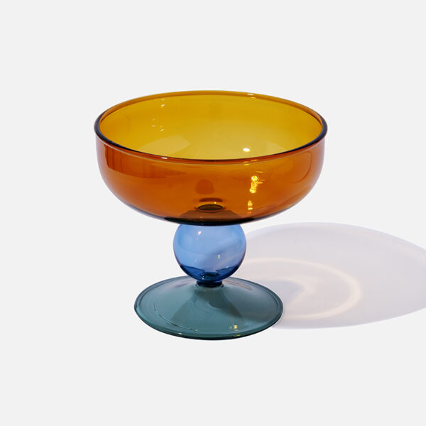 Amber Glass Dessert Bowl + Glass Spoon Set