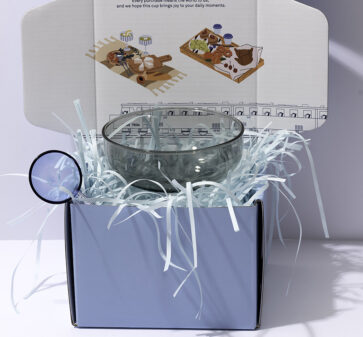 Black Glass Dessert Bowl + Glass Spoon Set