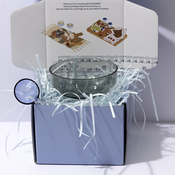 Black Glass Dessert Bowl + Glass Spoon Set