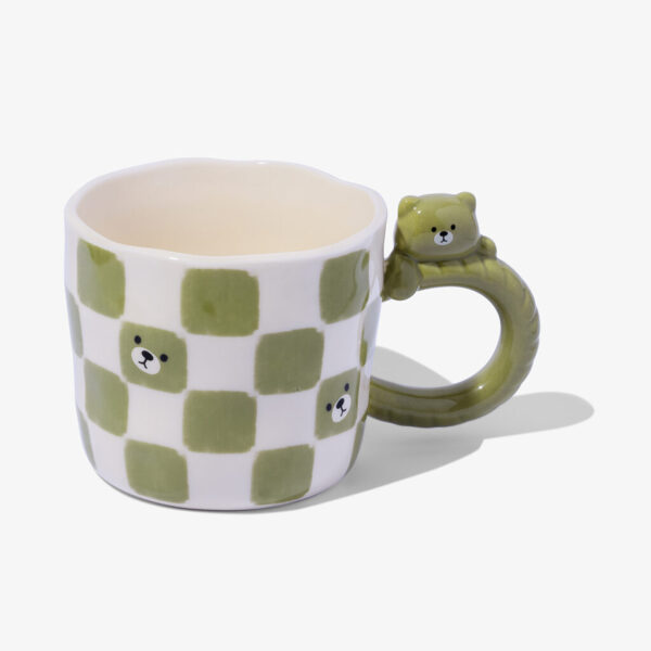Green Bear Mug With Handle– Ceramic Bear Lover Christmas Gift, Presents for Kids