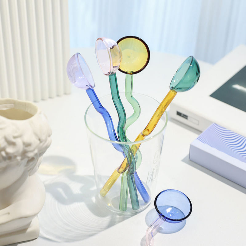 Colorful Wavy Glass Spoon