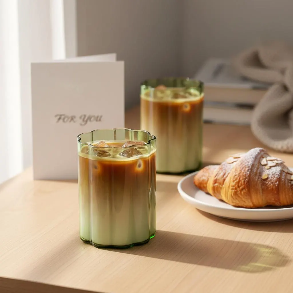 Green Ripple Glass Cup