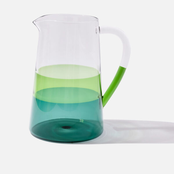 Two Tone Glass Pitcher With Handle