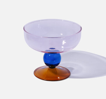 Pink Glass Dessert Bowl + Glass Spoon Set