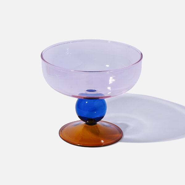 Pink Glass Dessert Bowl + Glass Spoon Set