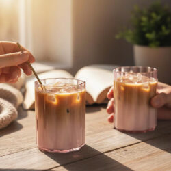 Pink Ripple Glass Cup x 2
