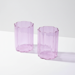 Pink Ripple Glass Cup x 2