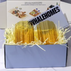 Amber Ripple Glass Cup x 2