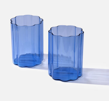 Blue Ripple Glass Cup x 2