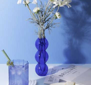 Blue Ripple Glass Cup x 2