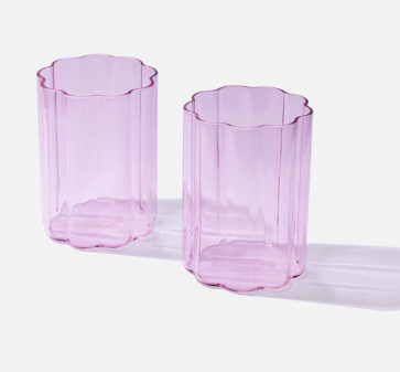 Pink Ripple Glass Cup x 2
