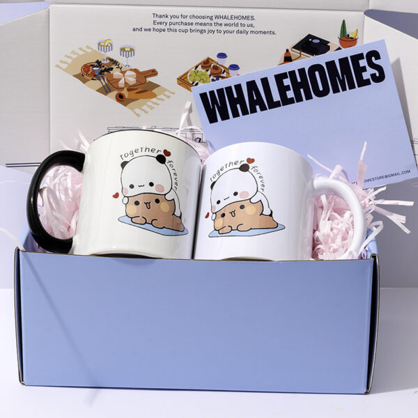 Black And White Ceramic Mug Set |Adorable Gift for Lovers & Anniversaries