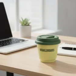 Ceramic Coffee Mug With Lid-Matcha Green