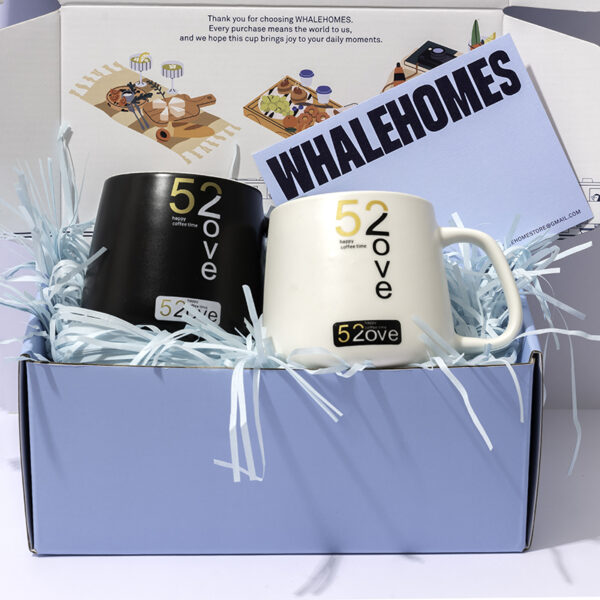 520 Love Ceramic Mug – Black and White Matching Coffee Cup Set