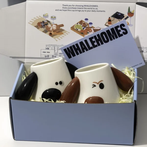 Puppy Shaped Mug Set - Black & Red