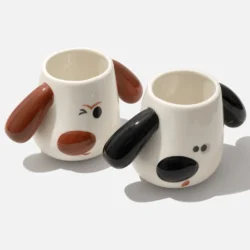 Puppy Shaped Mug Set - Black & Red