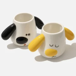 Puppy Shaped Mug Set - Yellow & Black