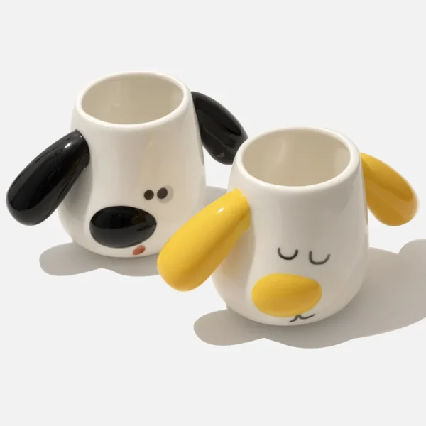 Puppy Shaped Mug Set - Yellow & Black