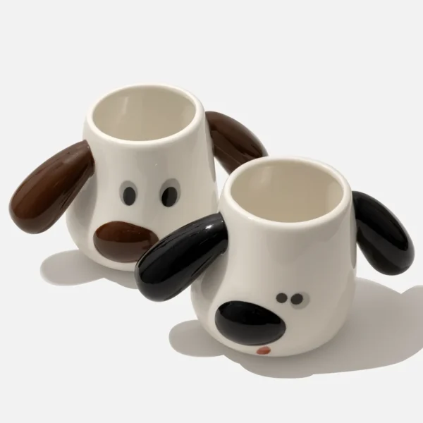 Puppy Shaped Mug Set - Black & Brown
