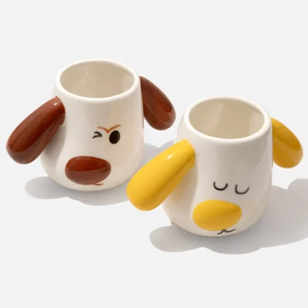 Puppy Shaped Mug Set - Yellow & Red