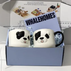 Two Dog Face Ceramic Coffee Mugs