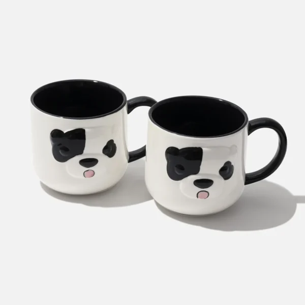 Two Dog Face Ceramic Coffee Mugs