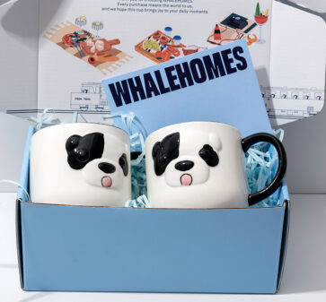 Two Dog Face Ceramic Coffee Mugs – Gift Ready for Christmas, Dog lover