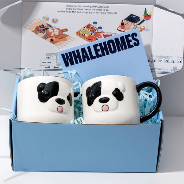 Two Dog Face Ceramic Coffee Mugs – Gift Ready for Christmas, Dog lover