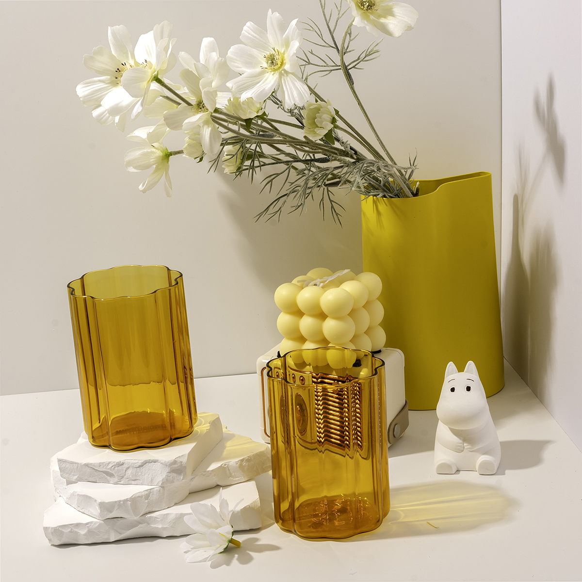 Amber Ripple Glass Cup-2