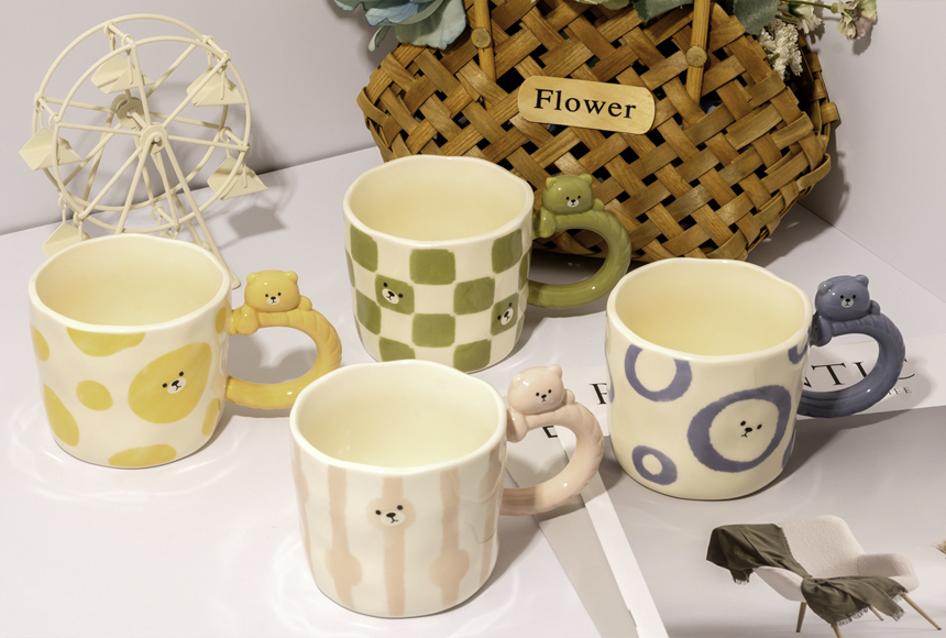 Ceramic Water Cup with Handle Cartoon Bear Milk Cups feature image