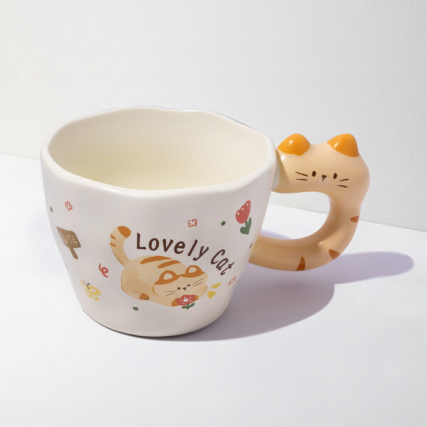 Cute Cat Mug with Cat Shaped Handle