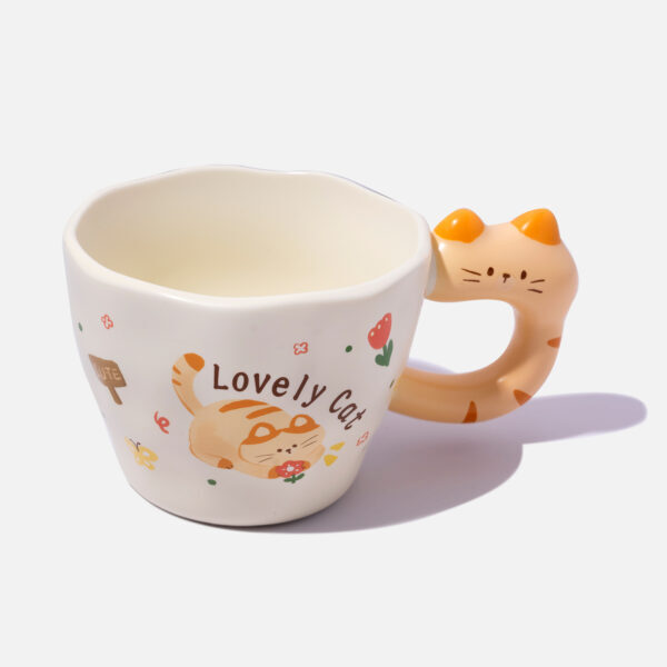 Cute Cat Mug with Cat Shaped Handle
