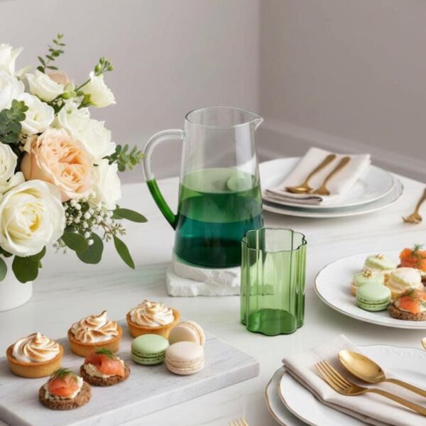 Two-Tone Glass Water Jug with 2 Ripple Drinking Glasses